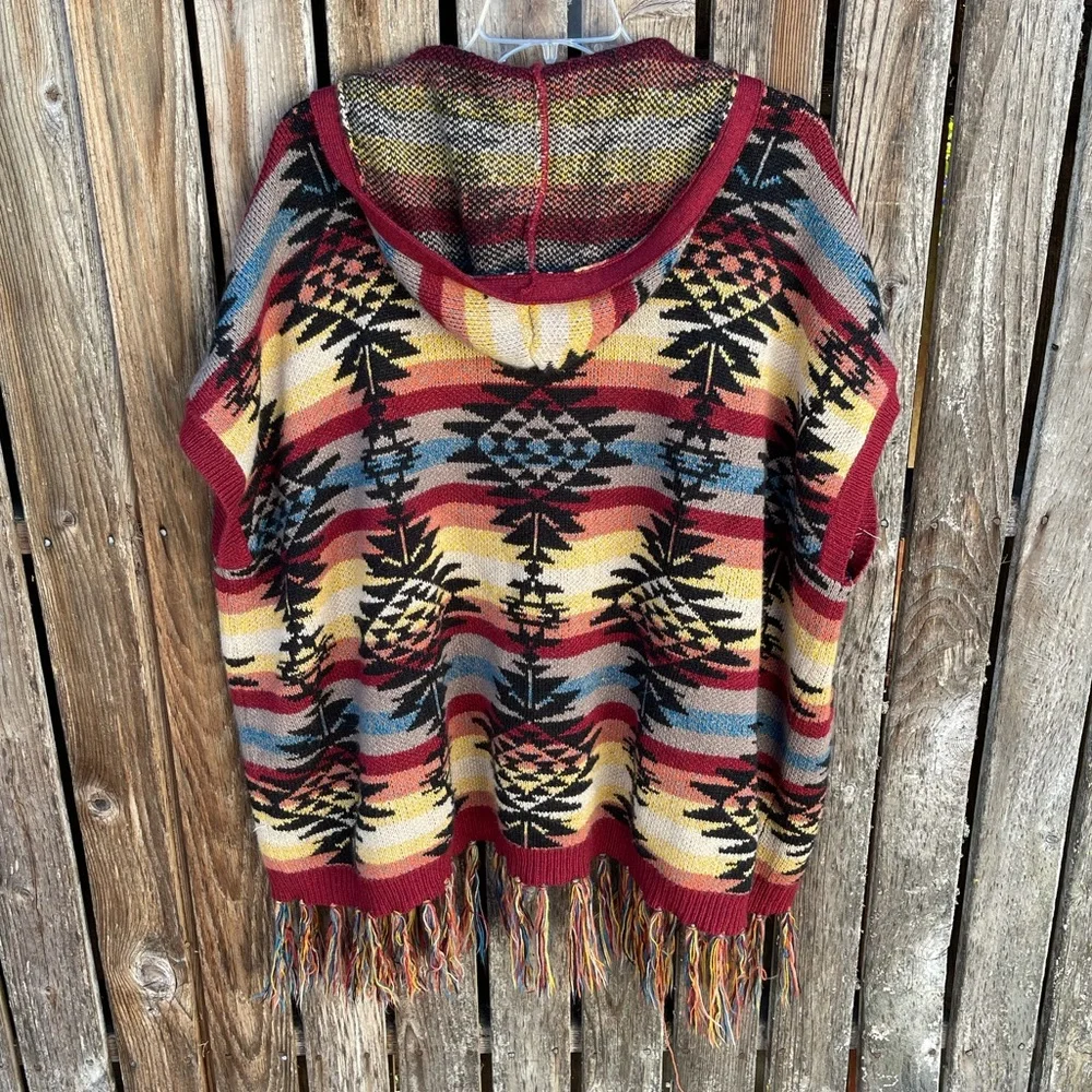 American Eagle Sweater Cardigan Vest Short Sleeve Southwest Oversized XS Hood - Picture 4 of 4